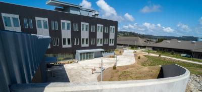 Outside view of the newly constructed Marine Science Building on the HMSC campus in Newport