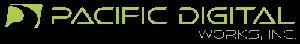 Pacific Digital Works, Inc company name in bright green with an abstract wave shape.