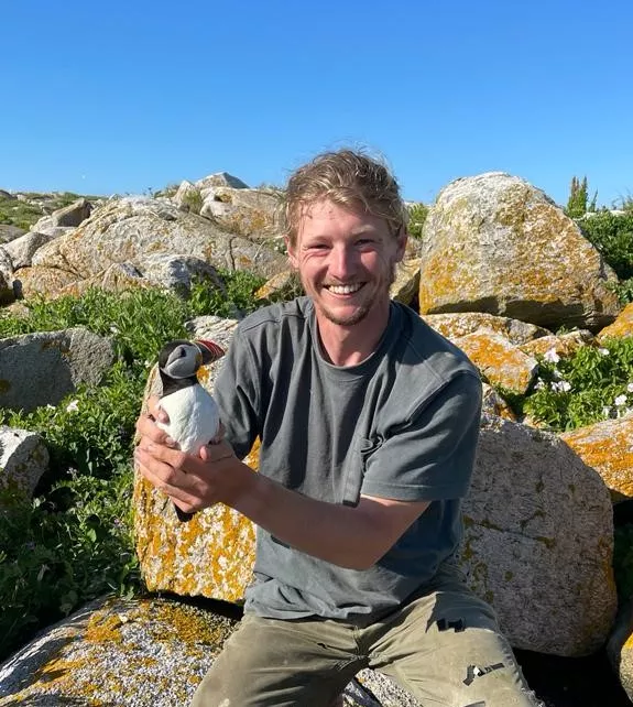 Will Kennerley with an Atlantic Puffin