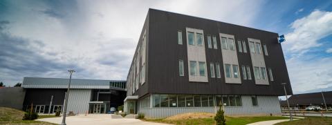 outside view of the newly constructed Marine Science Building on the HMSC campus in Newport
