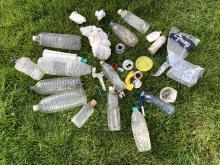 plastic bottles and trash found on the beach